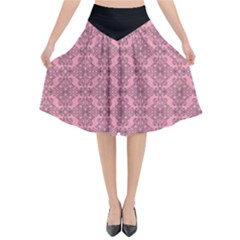 Timeless - Black & Flamingo Pink Flared Midi Skirt by FashionBoulevard