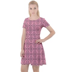 Timeless - Black & Flamingo Pink Cap Sleeve Velour Dress  by FashionBoulevard