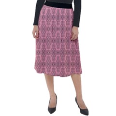 Timeless - Black & Flamingo Pink Classic Velour Midi Skirt  by FashionBoulevard