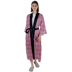 Timeless - Black & Flamingo Pink Maxi Satin Kimono by FashionBoulevard