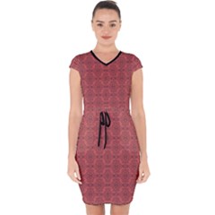 Timeless - Black & Indian Red Capsleeve Drawstring Dress  by FashionBoulevard