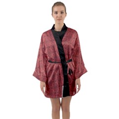 Timeless - Black & Indian Red Long Sleeve Satin Kimono by FashionBoulevard