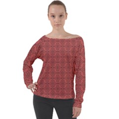 Timeless - Black & Indian Red Off Shoulder Long Sleeve Velour Top