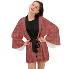 Timeless - Black & Indian Red Long Sleeve Kimono by FashionBoulevard