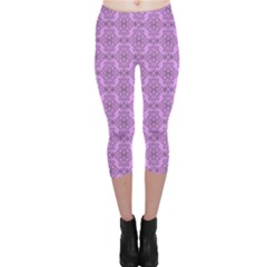 Timeless - Black & Lavender Purple Capri Leggings  by FashionBoulevard