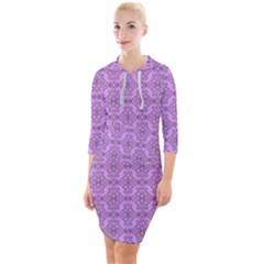 Timeless - Black & Lavender Purple Quarter Sleeve Hood Bodycon Dress by FashionBoulevard