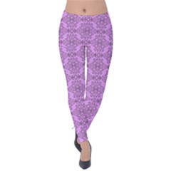 Timeless - Black & Lavender Purple Velvet Leggings by FashionBoulevard