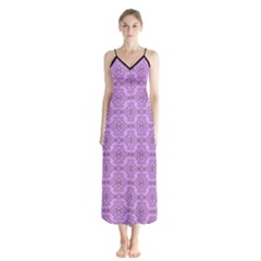 Timeless - Black & Lavender Purple Button Up Chiffon Maxi Dress by FashionBoulevard