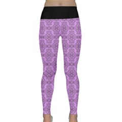 Timeless - Black & Lavender Purple Lightweight Velour Classic Yoga Leggings by FashionBoulevard