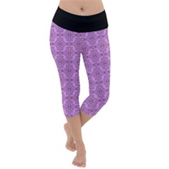 Timeless - Black & Lavender Purple Lightweight Velour Capri Yoga Leggings by FashionBoulevard