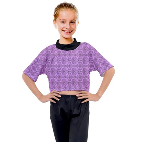 Timeless - Black & Lavender Purple Kids Mock Neck Tee by FashionBoulevard