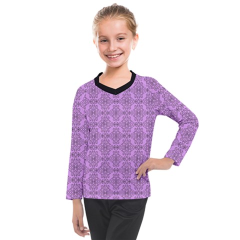 Timeless - Black & Lavender Purple Kids  Long Mesh Tee by FashionBoulevard