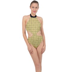 Timeless - Black & Mellow Yellow Halter Side Cut Swimsuit by FashionBoulevard