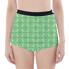 Timeless - Black & Mint Green High-waisted Bikini Bottoms