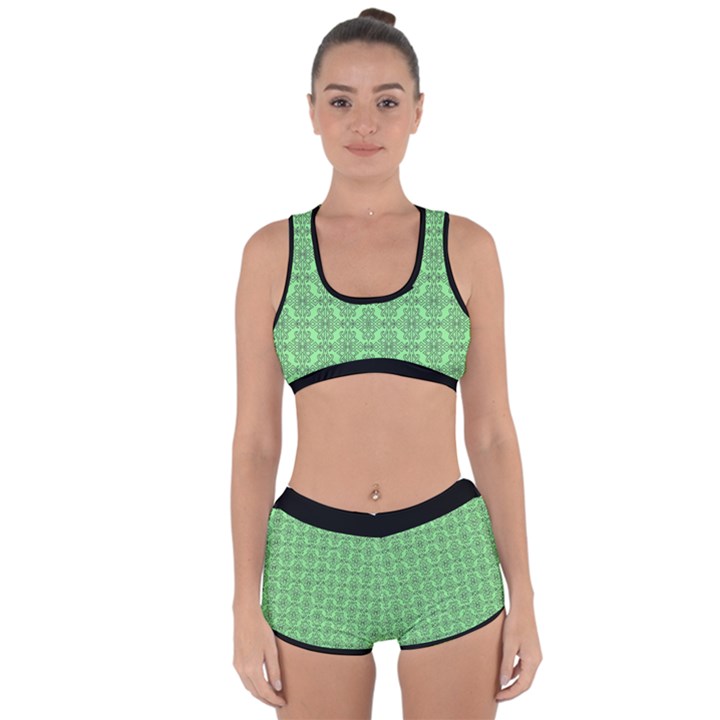 Timeless - Black & Mint Green Racerback Boyleg Bikini Set