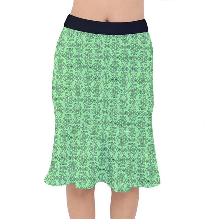 Timeless - Black & Mint Green Short Mermaid Skirt