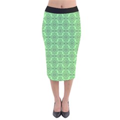 Timeless - Black & Mint Green Velvet Midi Pencil Skirt