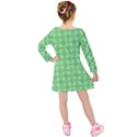 Timeless - Black & Mint Green Kids  Long Sleeve Velvet Dress View2