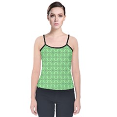 Timeless - Black & Mint Green Velvet Spaghetti Strap Top