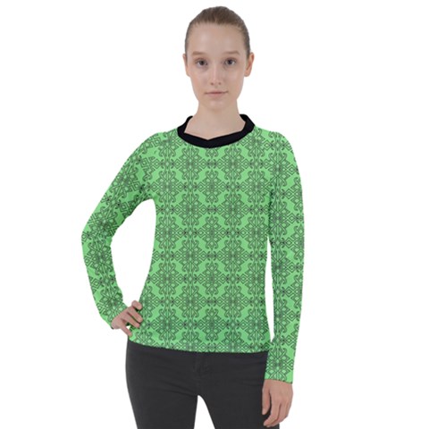 Timeless - Black & Mint Green Women s Pique Long Sleeve Tee by FashionBoulevard