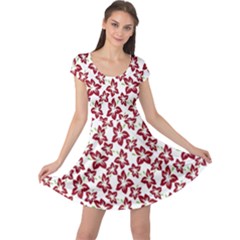 Cute Flowers - Carmine Red White Cap Sleeve Dress by FashionBoulevard