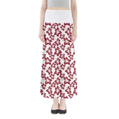 Cute Flowers - Carmine Red White Full Length Maxi Skirt by FashionBoulevard