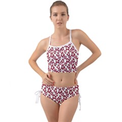 Cute Flowers - Carmine Red White Mini Tank Bikini Set by FashionBoulevard