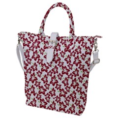 Cute Flowers - Carmine Red White Buckle Top Tote Bag by FashionBoulevard