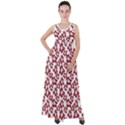 Cute Flowers - Carmine Red White Empire Waist Velour Maxi Dress View1