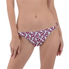 Cute Flowers - Carmine Red White Ring Detail Bikini Bottom