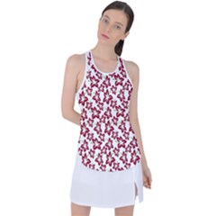 Cute Flowers - Carmine Red White Racer Back Mesh Tank Top