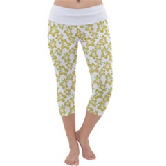 Cute Flowers - Ceylon Yellow Capri Yoga Leggings by FashionBoulevard