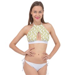 Cute Flowers - Ceylon Yellow Cross Front Halter Bikini Top by FashionBoulevard