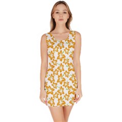 Cute Flowers - Honey Orange White Bodycon Dress by FashionBoulevard