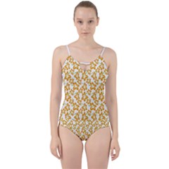 Cute Flowers - Honey Orange White Cut Out Top Tankini Set by FashionBoulevard