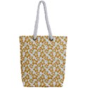 Cute Flowers - Honey Orange White Full Print Rope Handle Tote (Small) View2