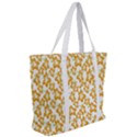 Cute Flowers - Honey Orange White Zip Up Canvas Bag View2