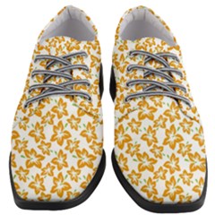 Cute Flowers - Honey Orange White Women Heeled Oxford Shoes by FashionBoulevard