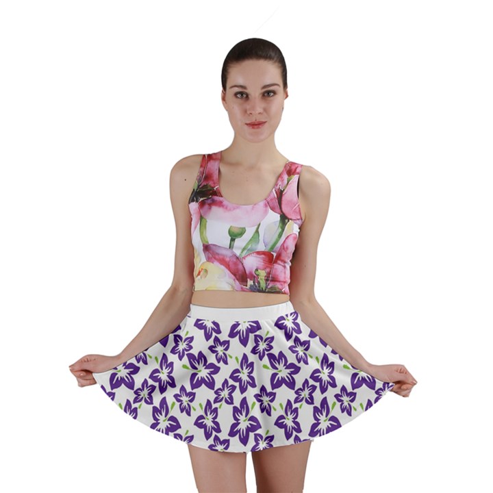 Cute Flowers - Imperial Purple Mini Skirt