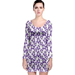 Cute Flowers - Imperial Purple Long Sleeve Bodycon Dress by FashionBoulevard