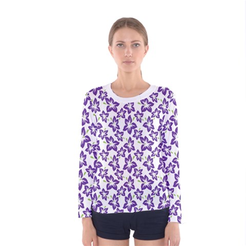 Cute Flowers - Imperial Purple Women s Long Sleeve Tee by FashionBoulevard