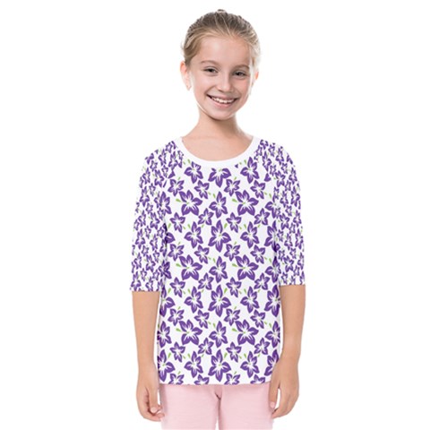 Cute Flowers - Imperial Purple Kids  Quarter Sleeve Raglan Tee by FashionBoulevard