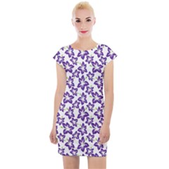 Cute Flowers - Imperial Purple Cap Sleeve Bodycon Dress by FashionBoulevard