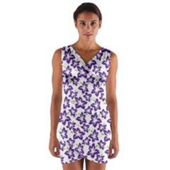 Cute Flowers - Imperial Purple Wrap Front Bodycon Dress by FashionBoulevard