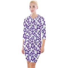 Cute Flowers - Imperial Purple Quarter Sleeve Hood Bodycon Dress by FashionBoulevard