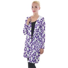 Cute Flowers - Imperial Purple Hooded Pocket Cardigan by FashionBoulevard