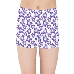 Cute Flowers - Imperial Purple Kids  Sports Shorts by FashionBoulevard