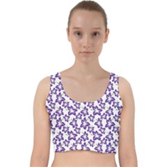 Cute Flowers - Imperial Purple Velvet Racer Back Crop Top by FashionBoulevard