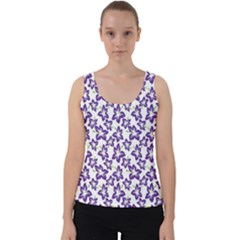 Cute Flowers - Imperial Purple Velvet Tank Top by FashionBoulevard