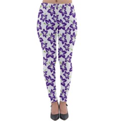 Cute Flowers - Imperial Purple Lightweight Velour Leggings by FashionBoulevard